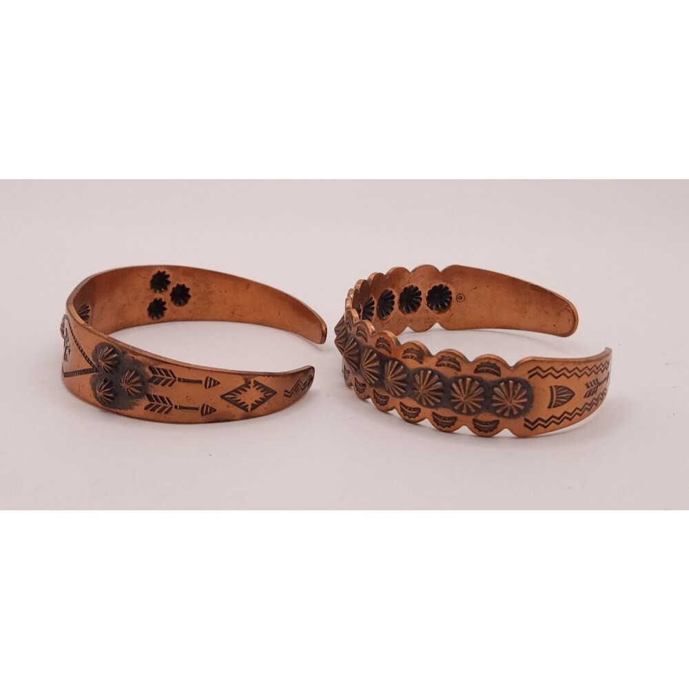 Vintage Copper Native American Thunderbird Cuff Bracelets - Set of 2 - Picture 2 of 10